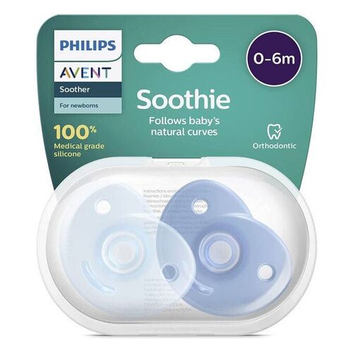 AVENT 2 CHUPETES CURVED SOOTHIES SIL 0-6 NIO