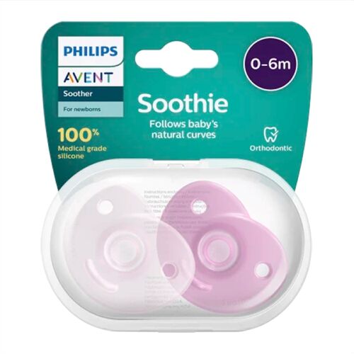 AVENT 2 CHUPETES CURVED SOOTHIES SIL 0-6M NIA